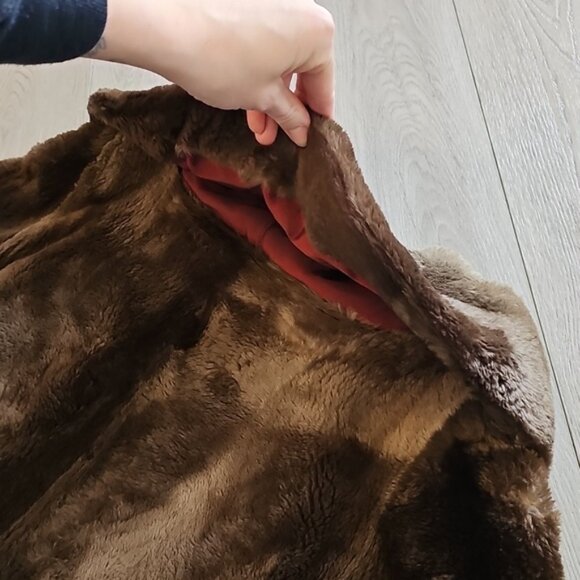 Vintage Beaver Fur Swing Coat Cropped Sleeve Jacket Medium - Picture 11 of 12